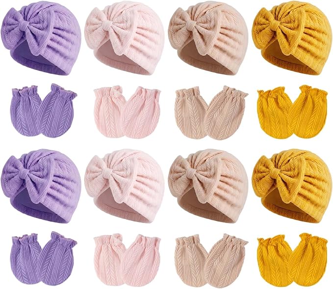 Newborn Baby Girl Hats Mittens Set Cotton by MKYSZLTSOCKS-EnjoyComfort