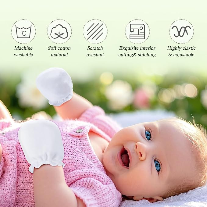 Baby Mittens 0-6 Months No Scratch 100% Cotton Gloves - Image 6