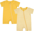 Teach Leanbh Unisex Baby 2 Pack Pajamas Cotton Short Sleeve Zipper Romper by TeachLeanbh