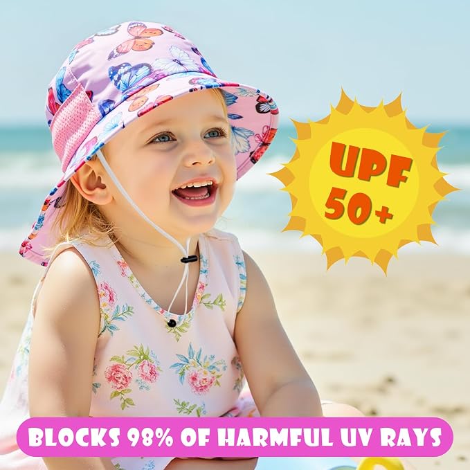 Toddler Baby Sun Hat Kids Summer Beach Essentials Adjustable Beach Hats - Image 2