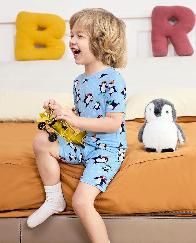 babee Reshinee Bamboo Viscose Toddler Boys Pajamas Set, Short Sleeve Kids - Image 2