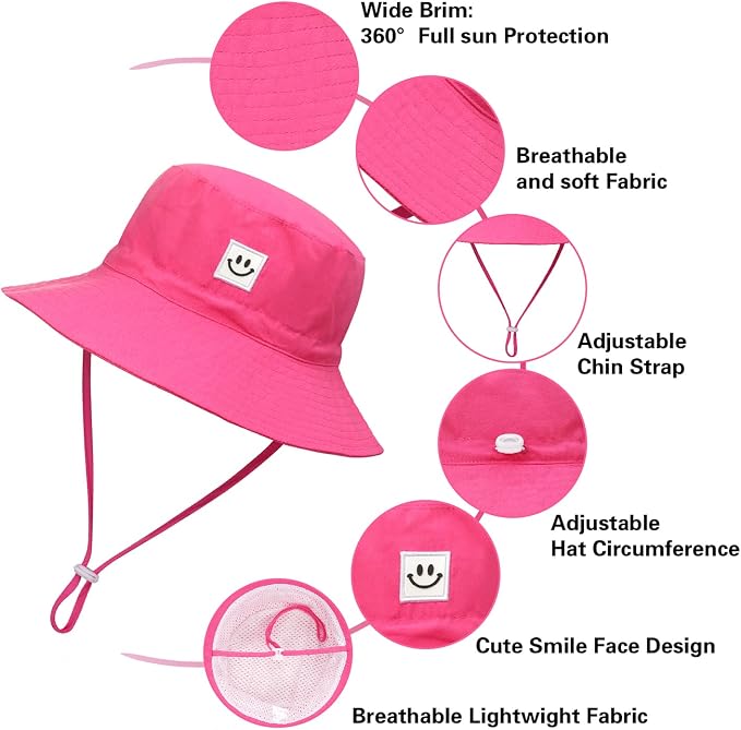 Baby Sun Hat Smile Face UPF 50+ Toddler Bucket Hat - Image 6