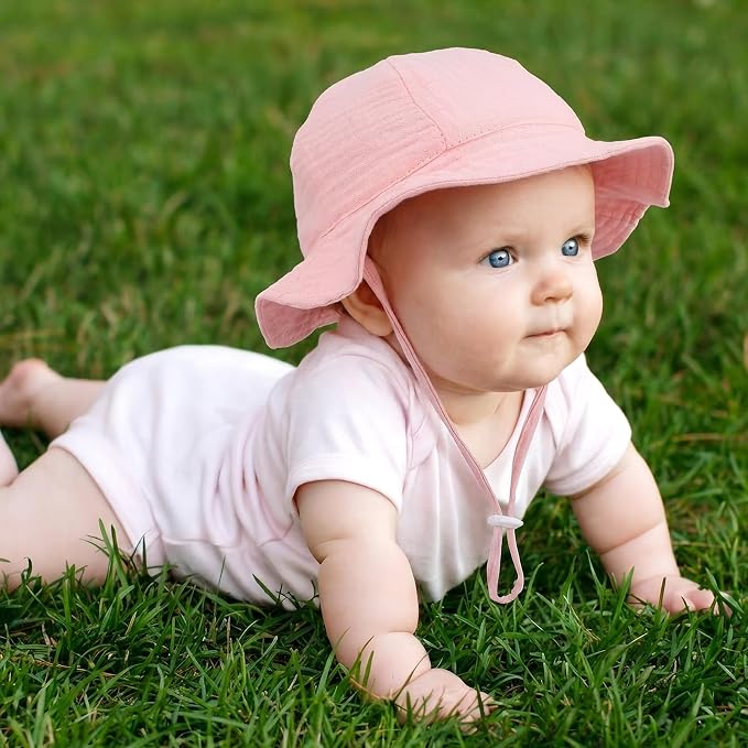 3 Pcs Baby Sun Hat Muslin, Baby Bucket Hat | UPF 50+ Sun Protection, Adjustable - Image 7