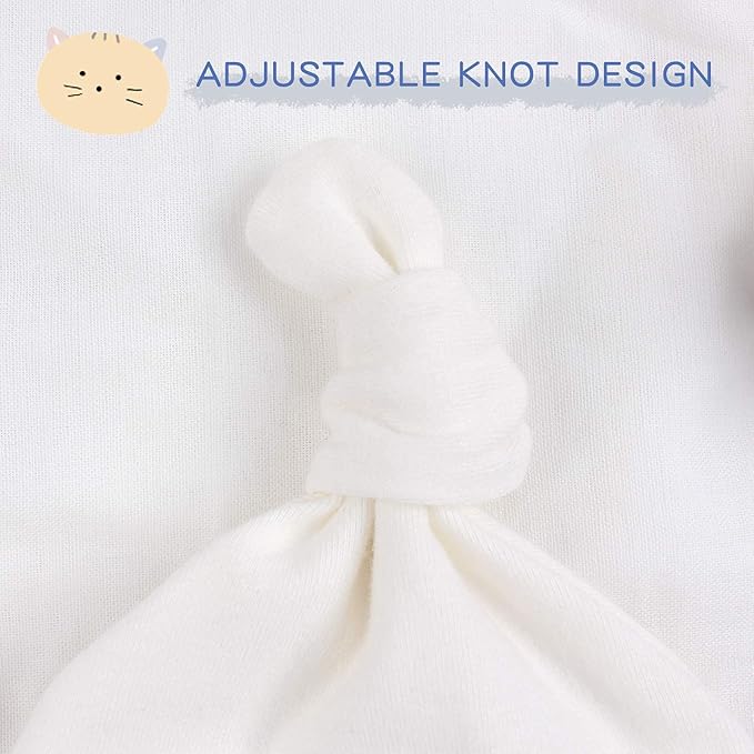 JANGANNSA Newborn Baby Hat Infant Baby Boys Beanie Top Knot Stretchy Hats for Girls 100% Organic Cotton