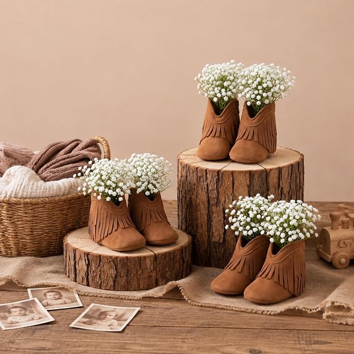 Glitopper 4 Set Baby Shower Table Decorations Booties Bulk - Image 2
