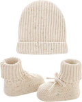 LAWKUL Baby Beanie and Booties 2-Piece Set | Newborn, Knit Hat, Cotton Sock by LAWKUL