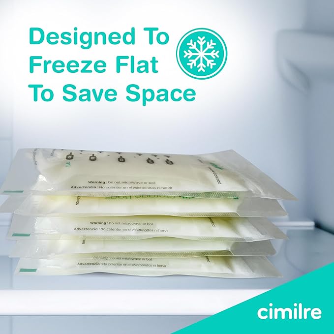 Cimilre P1 Portable Breast Pump & Breast Milk Storage Bags Bundle – Compact Double Electric Pump with 120 Leak-Proof 7oz Bags for On-The-Go Pumping and Storage