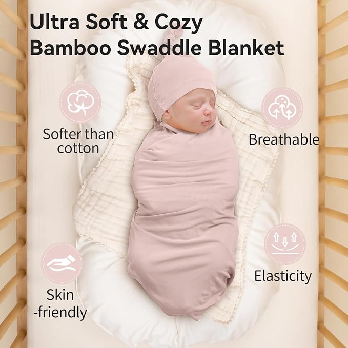 BubblePanda Rayon Made from Bamboo Newborn Swaddle Blankets 47"x47" 2-Packs | - Image 3