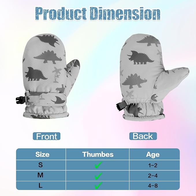 Toddler Mittens Lined Fleece Snow Gloves - Image 4
