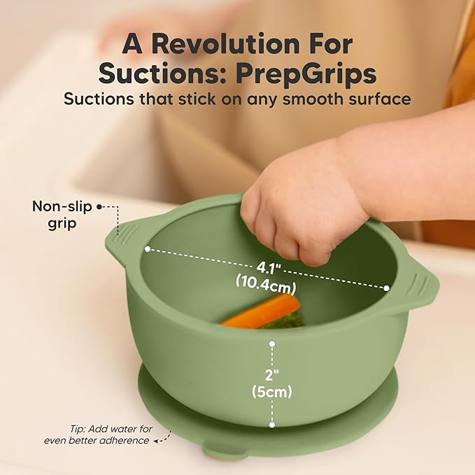 KeaBabies 2-Pack Baby Bowls with Suctions, Lids - Silicone Toddler Suction Bowls for Baby Boy, Girl, Kids, Food Grade Silicone, BPA-Free, Dishwasher Safe, Toddler Eating Essentials (Desert)