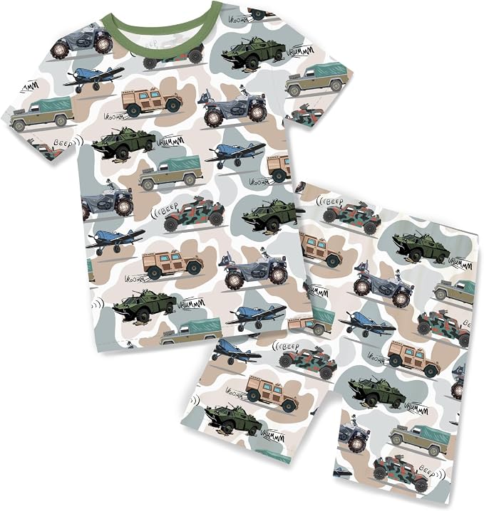 babee Reshinee Bamboo Viscose Toddler Boys Pajamas Set, Short Sleeve Kids by babeeReshinee
