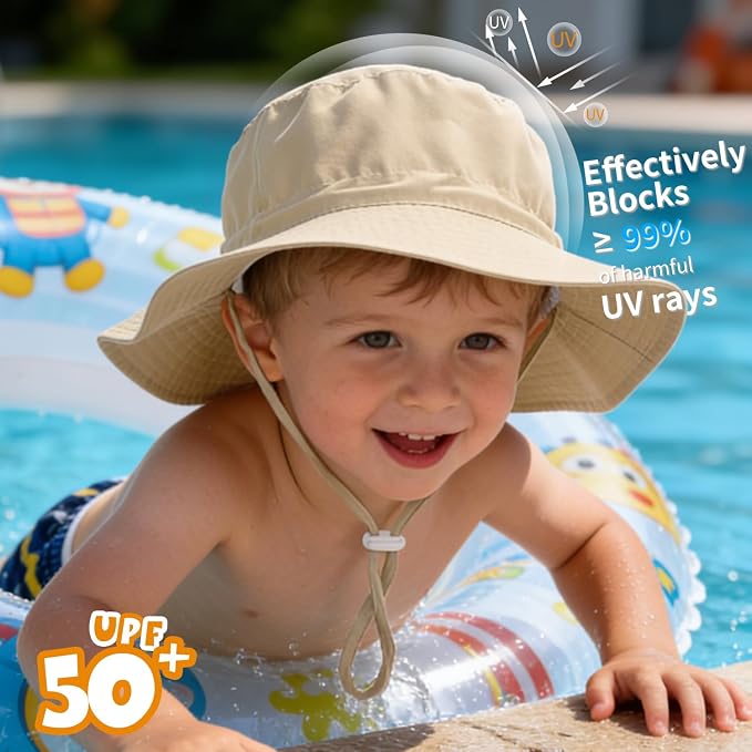 Baby Toddler Sun Hat, Boys Girls Adjustable Bucket Hat - Image 3