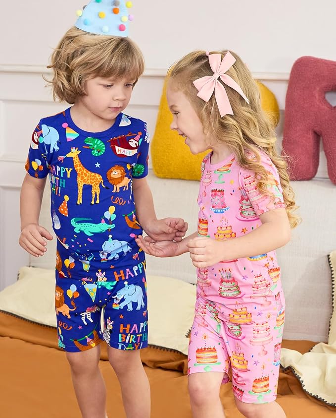 babee Reshinee Bamboo Viscose Toddler Boys Pajamas Set, Short Sleeve Kids - Image 2