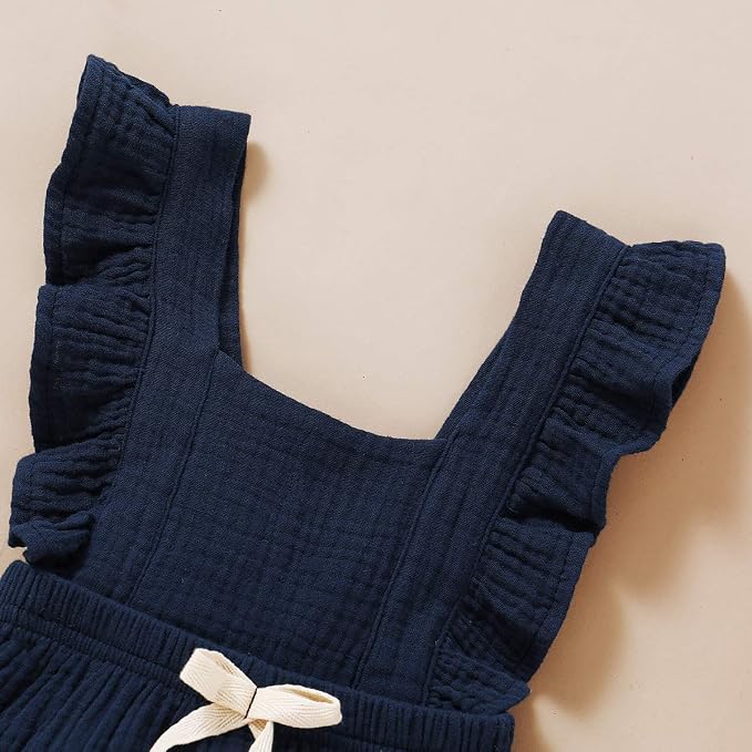 YOUNGER TREE Toddler Baby Girl Ruffled Sleeveless Romper Casual Summer Jumpsuit - Image 4