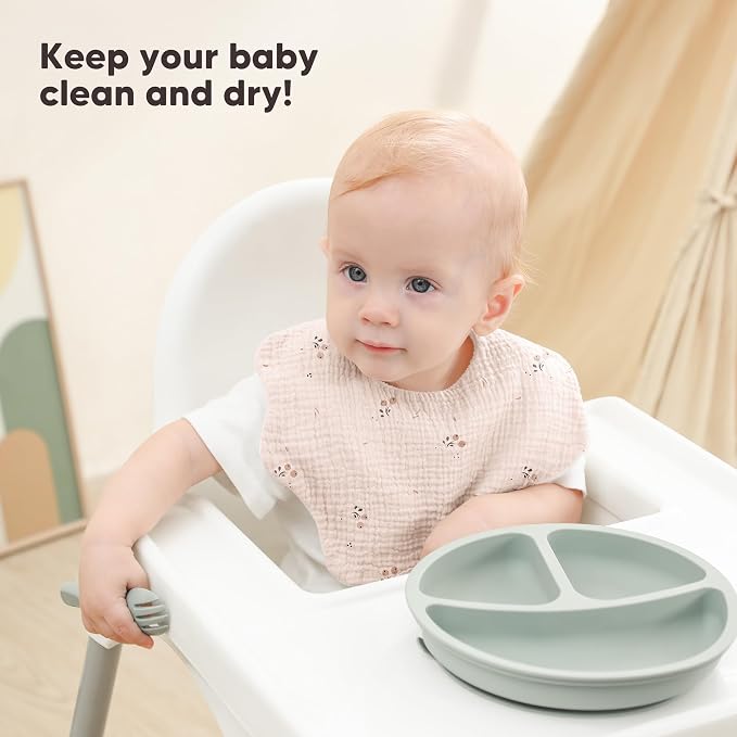 Bearmoss Muslin Baby Bibs for Drooling & Teething Cotton Drool Bib 6 Pack | - Image 2