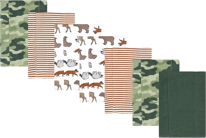 Luvable Friends Hudson Baby Flannel Burp Cloths 7pk, Woodland Animal Adventure by Luvable+Friends