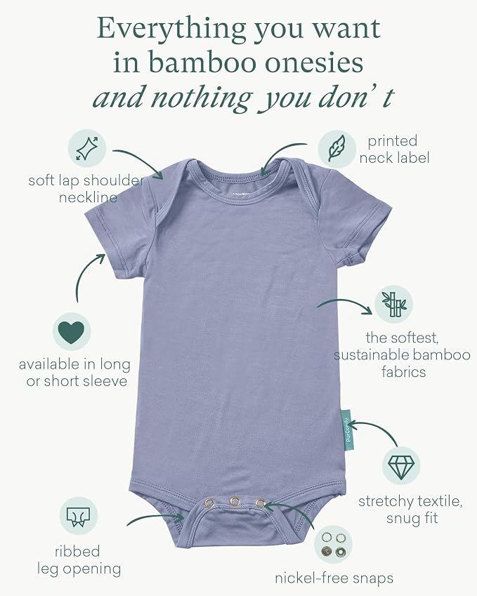 PurComfy Bamboo Viscose Short Sleeve Bodysuit Baby, Unisex Baby | Ideal - Image 2
