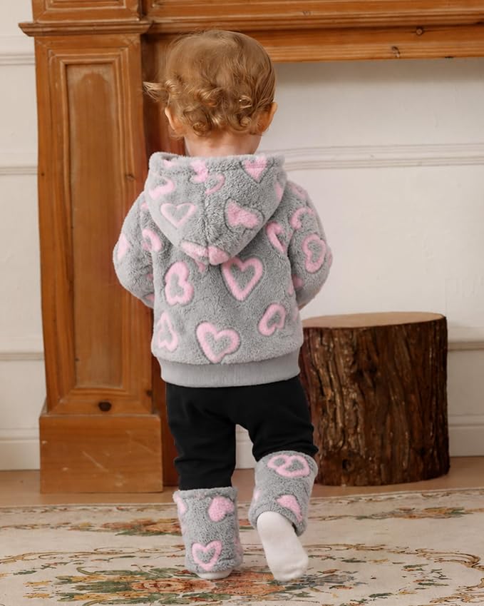Jecson Toddler Girl Clothes Baby Girl Fleece Hoodie Outfits Thick Thermal - Image 4