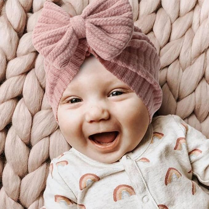 DRESHOW BQUBO 5 Pieces Newborn Baby Turban Hats Bow Baby Infant Beanie - Image 5