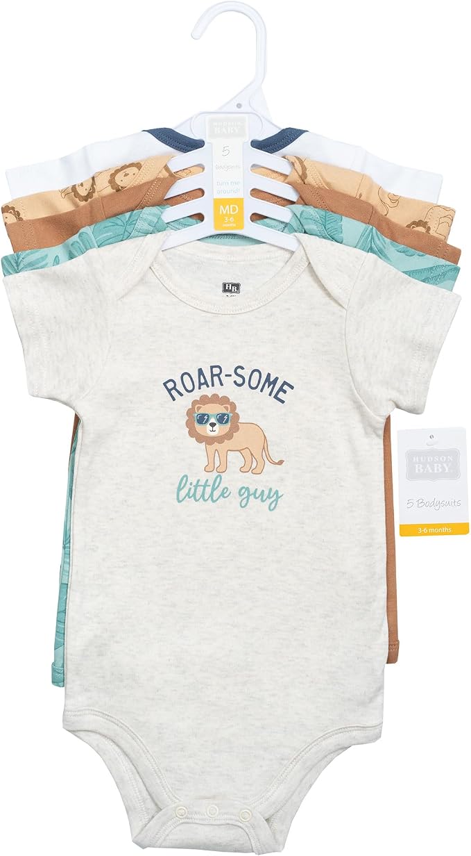 Hudson Baby Unisex Baby Cotton Bodysuits 5-pack - Image 2