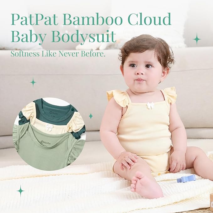 PATPAT Baby Girl Bamboo Viscose Bodysuits Set - Image 2