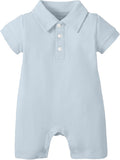 DEFAHN Baby Boy Polo Romper Short Sleeve Collared One-Piece Outfit 0-24M by DEFAHN