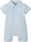 DEFAHN Baby Boy Polo Romper Short Sleeve Collared One-Piece Outfit 0-24M by DEFAHN