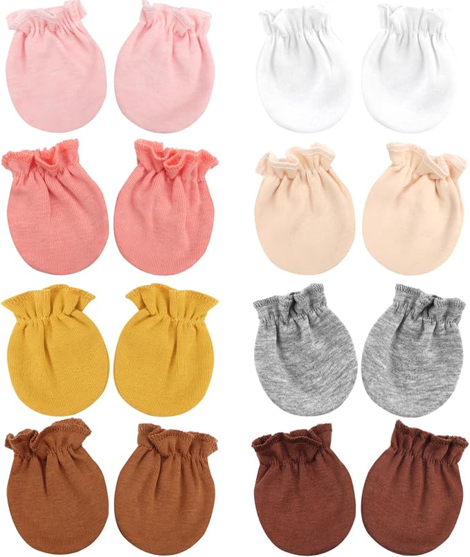 BQUBO Newborn Infant Toddler Mittens No Scratch Cotton Elastic Wrist Gloves by DRESHOW