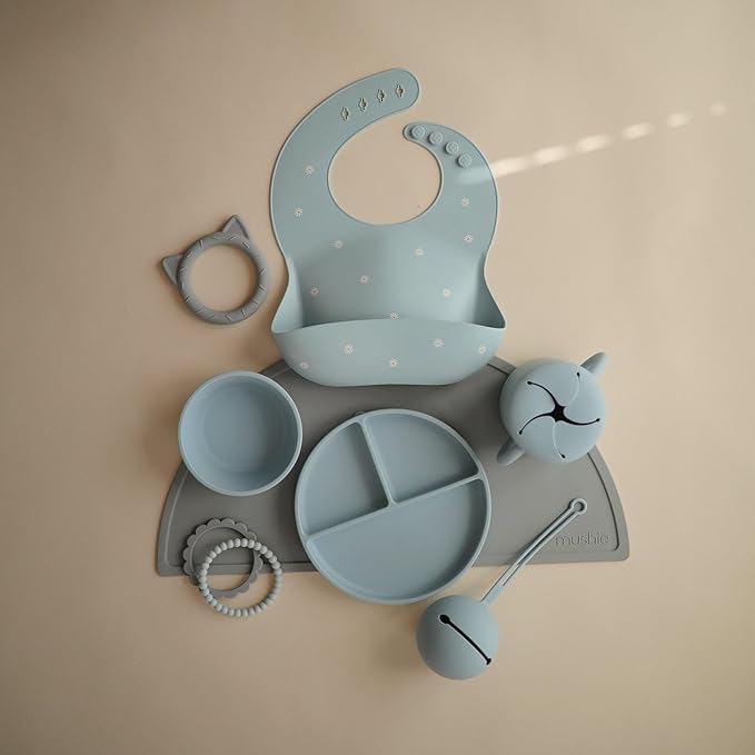 mushie Silicone Placemat for Kids | BPA-Free Non-Slip Design (Stone)