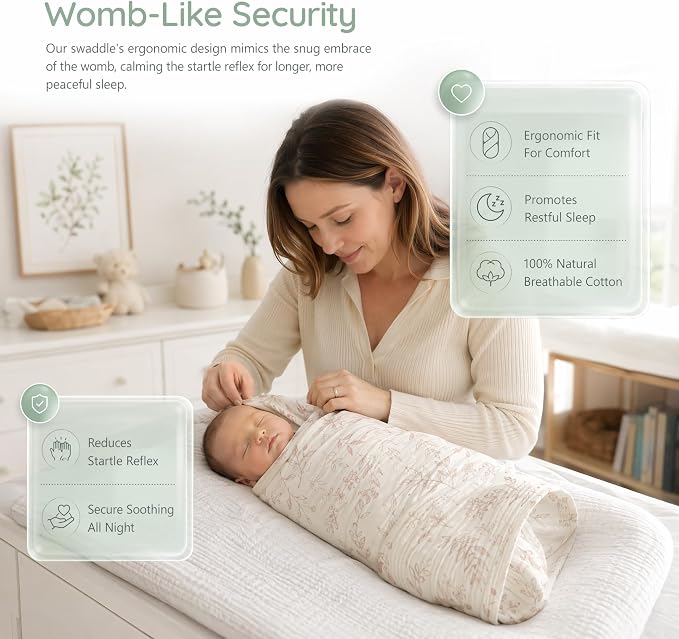 3 Pack Ultra Soft Muslin Swaddle Blankets 38"x40" 100% Cotton Newborn Receiving - Image 7