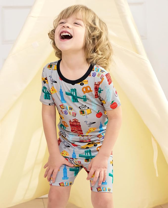 babee Reshinee Bamboo Viscose Toddler Boys Pajamas Set, Short Sleeve Kids - Image 8