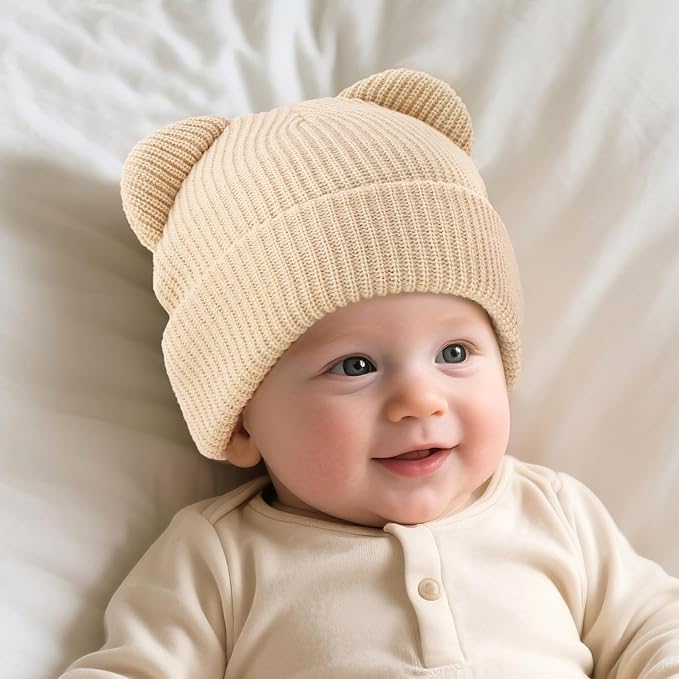 Baby Beanie Cute Toddler Winter Hat 3 Pack Soft Double Layers Knit Warm Cap - Image 8