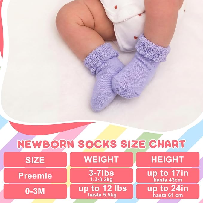 Twistover 10 Pairs Preemie Cotton Turn Cuff Socks - Image 2
