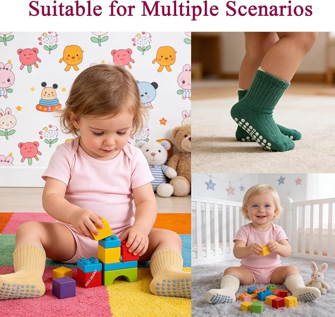 8 Pairs Baby Toddler Socks Non-Slip Grip Socks - Image 2
