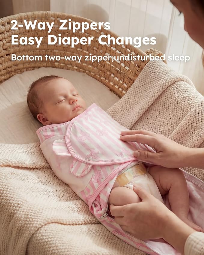 Yoofoss Baby Swaddles for Newborns 100% Organic Cotton, 0-3 Months 2 Zippers - Image 4