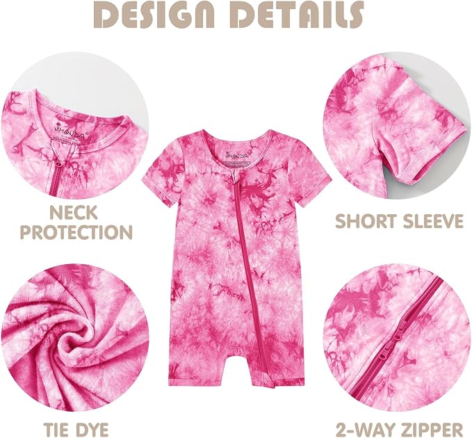 Jimonda Baby Bamboo Viscose Tie Dye Rompers Girl/Boys 3pc Pjs | Premium Soft - Image 6