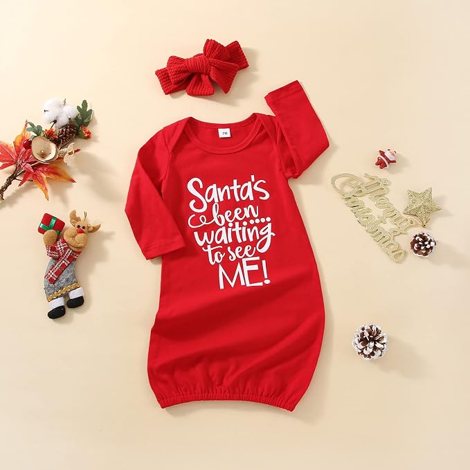 Newborn Baby Girl Floral Sleep Gown Headband Sleepwear Outfit - Image 7