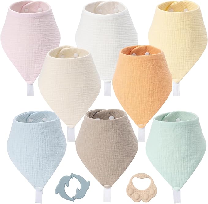 8-Pack Muslin Baby Bibs for Drooling and Teething | Soft& Absorbent, 100% Cotton by Unknown