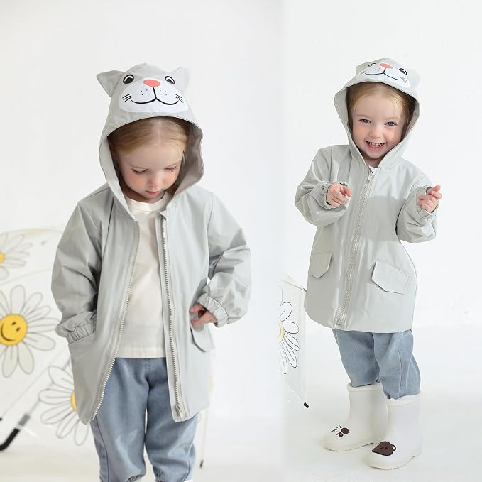 YOUNGER TREE Toddler Baby Boy Girl Duck Raincoat Cute Cartoon Hoodie Zipper - Image 2