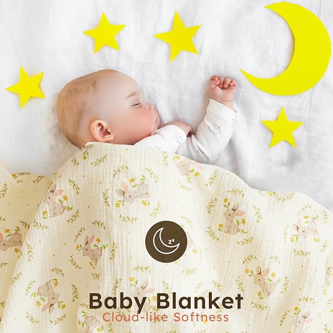 5 Pack Muslin Swaddle Blankets & Baby Burp Cloths, Soft & Breathable Cotton - Image 4