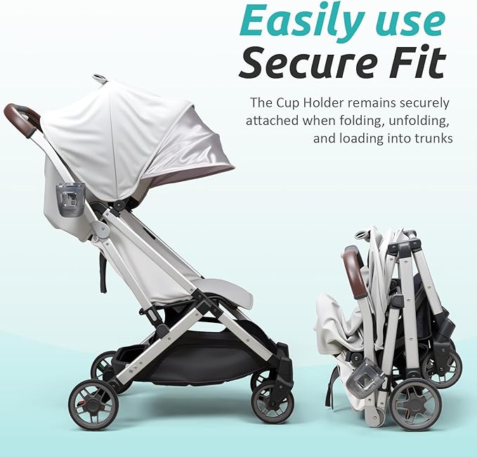 Stroller Cup Holder Fits for UPPAbaby Vista/Vista V2/Vista V3/Cruz/Cruz V2/Cruz V3/Minu/Minu V2/Minu V3/Minu Duo, Holds Different Drink Sizes, One-Hand Quick Install/Remove, Folds with Stroller