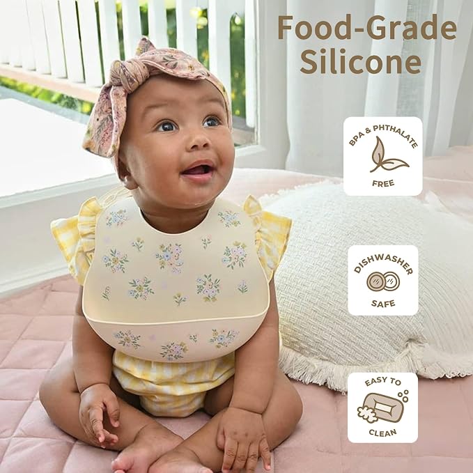 Baby Silicone Bibs 2 Sets Baby Bibs - Image 2