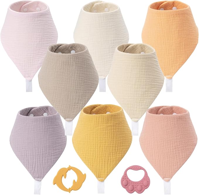 8-Pack Muslin Baby Bibs for Drooling and Teething | Soft& Absorbent, 100% Cotton by Unknown
