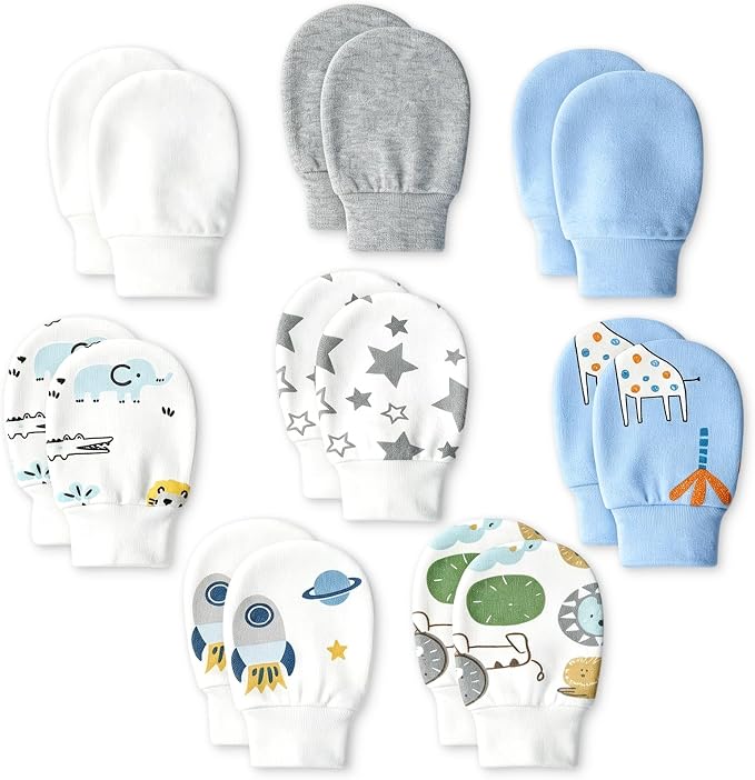 8 Pairs Baby Mittens No Scratch, Cotton Newborn Gloves Infant Mittens by Stadupimry
