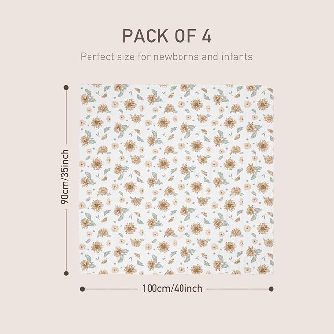 GLLQUEN BABY Muslin Swaddle Blankets 4Pk Receiving Blanket Large 35" x 40" | - Image 6