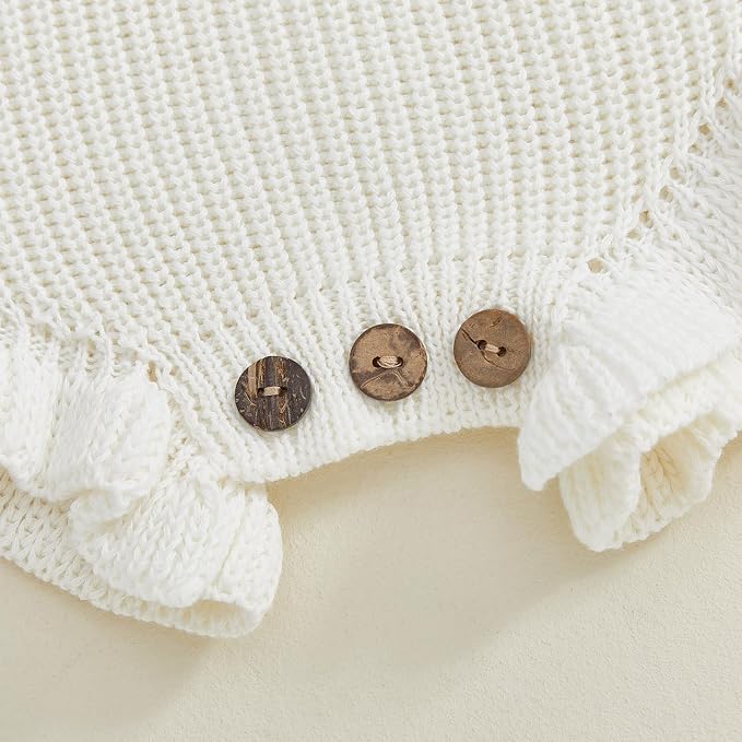 Mubineo Baby Girl Fall Winter Clothes Basic Plain Cute Sweater Romper Outfit - Image 7