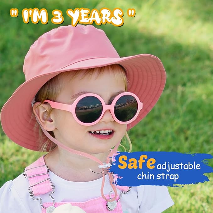 Baby Sun Hat Kids Summer Sun Protection Toddler Bucket Hat Wide Brim Adjustable - Image 5