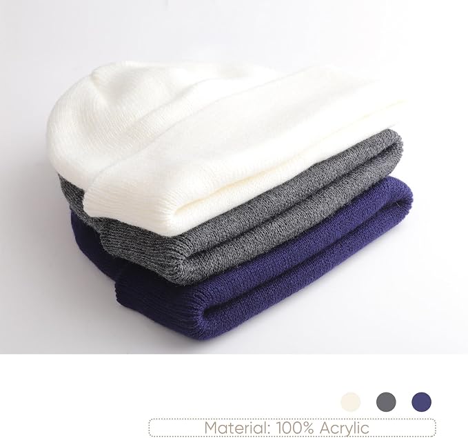 DRESHOW BQUBO 3 Pack Baby Beanies Toddler Kids Winter Hats Soft Knit Hat - Image 5