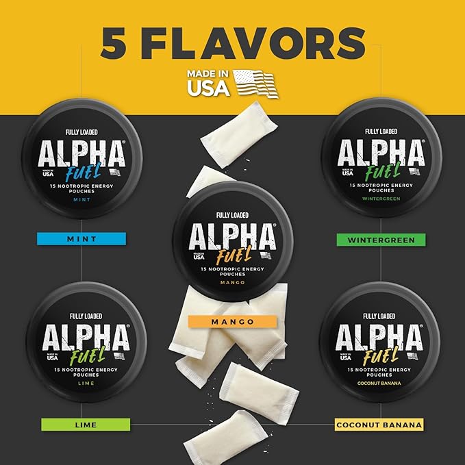 Fully Loaded Alpha Fuel Nootropic Pouches (Lime Fuel) - Nootropic Energy Pouches with Caffeine, Alpha GPC, Tyrosine, Taurine, Guarana and More