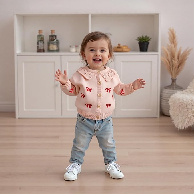 Baby Girl Cardigan Long Sleeve Button Up Sweater Toddler Girl Fall Outfits - Image 2